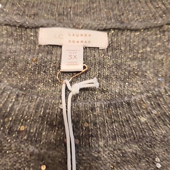 NWT Lauren Conrad Gray Sparkle Sweater 3X Twinkle - Picture 3 of 7